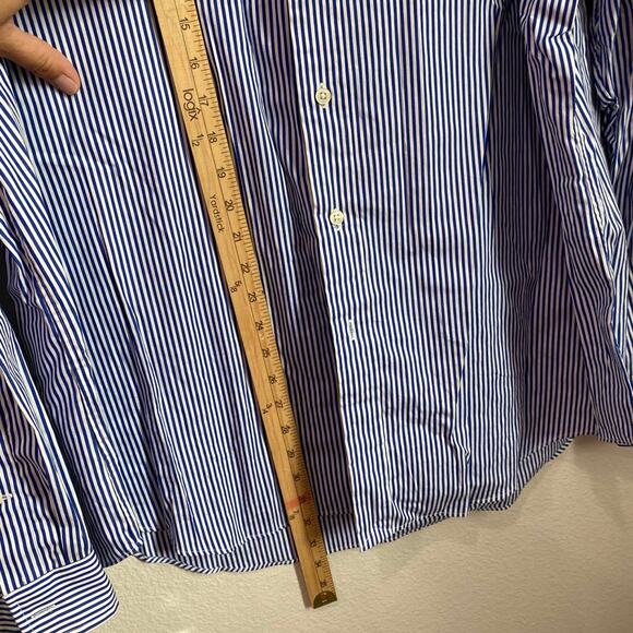 Ralph Lauren long sleeve button down striped shirt blue and white XXL - Picture 8 of 12